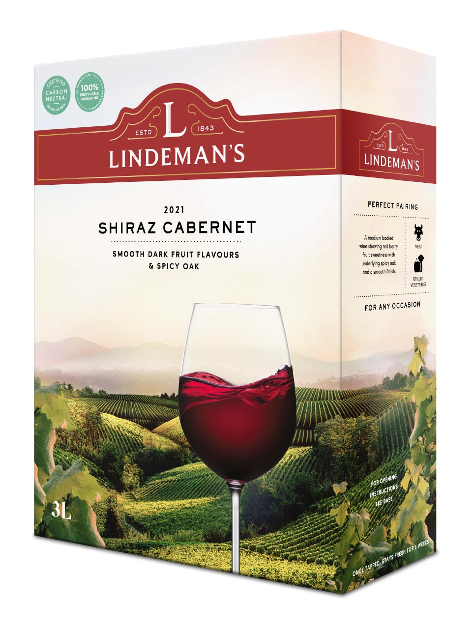 Lindeman's Shiraz Cabernet Sauvignon Bag in Box 13% null - onesize - 1