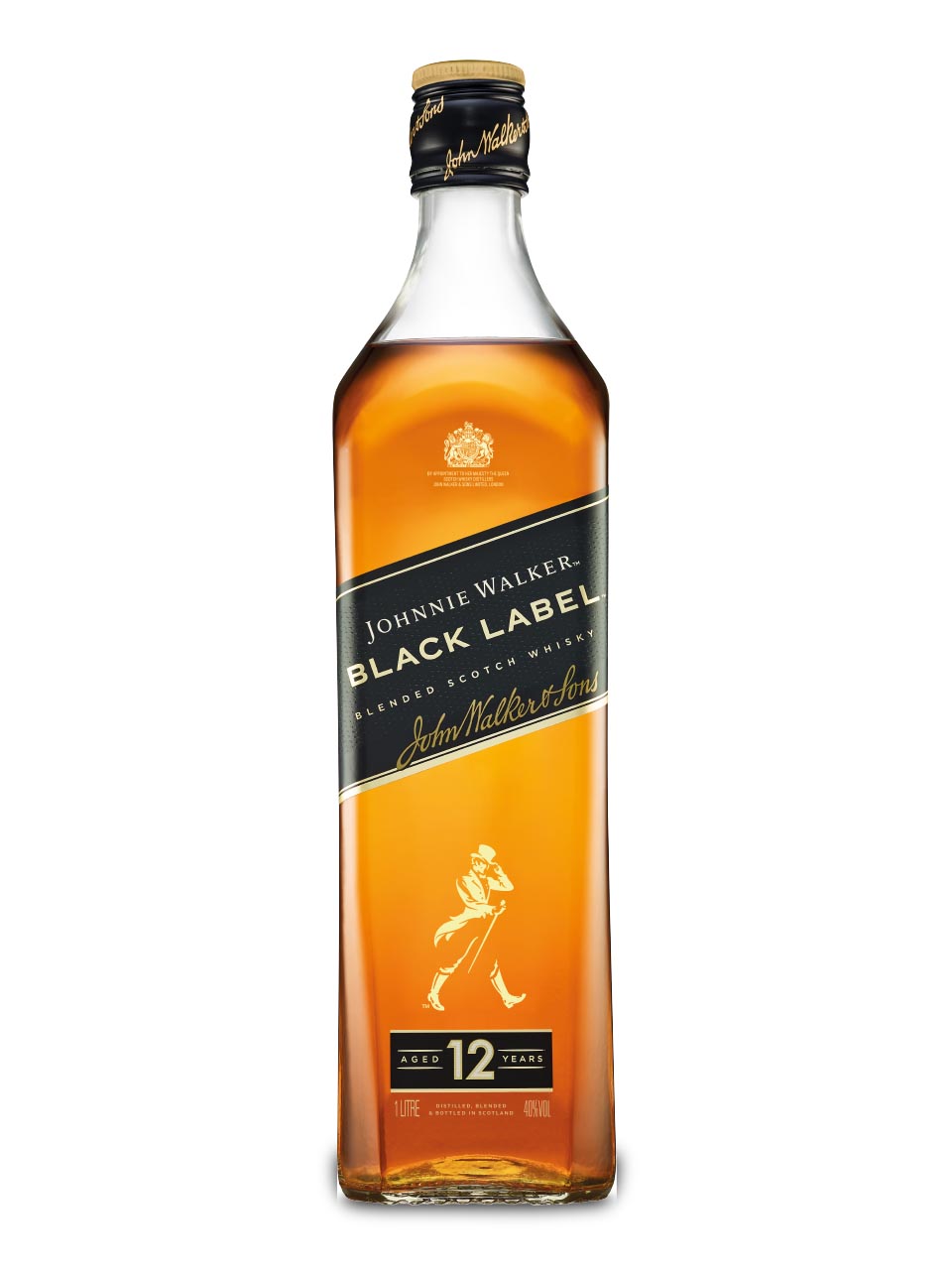 40% Label Whisky 12y 1L Black Johnnie Walker Scotch Blended